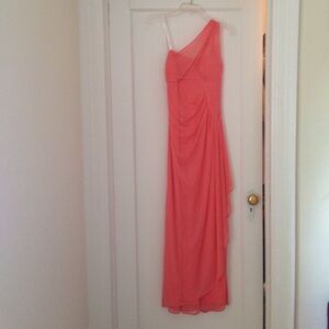 Elegant Coral One-Shoulder Dress